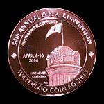 2016 O.N.A. / W.C.S. Convention Medal Copper Reverse